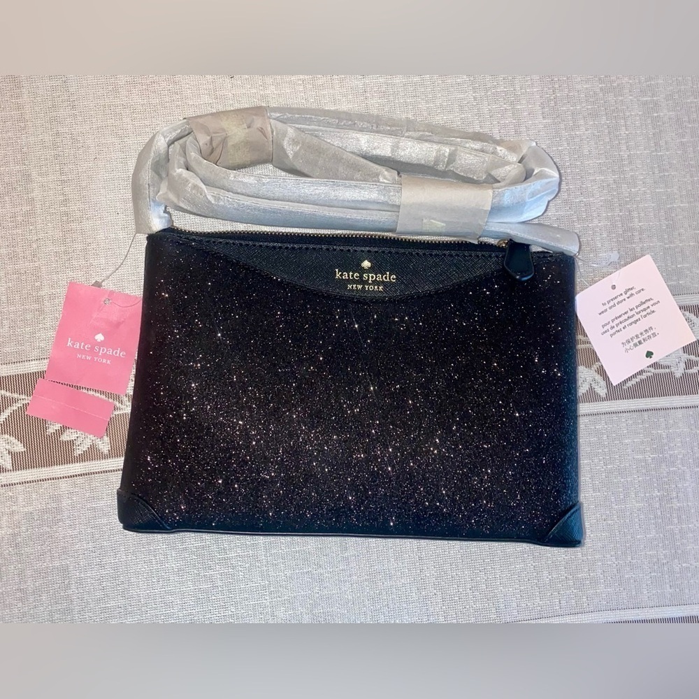 Kate Spade Black Glitter Clutch